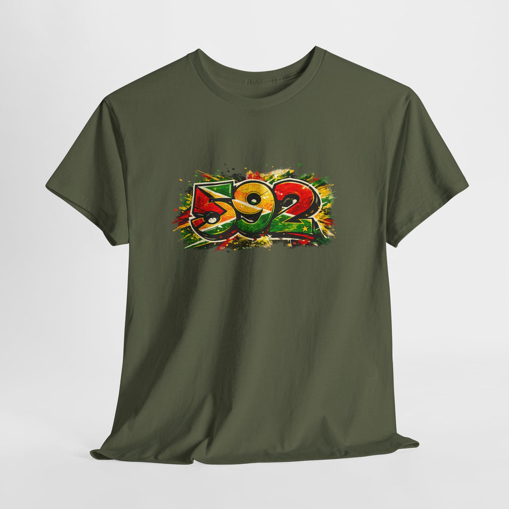 Guyana 592 Retro Street Art Tee — Vintage Area Code Pride