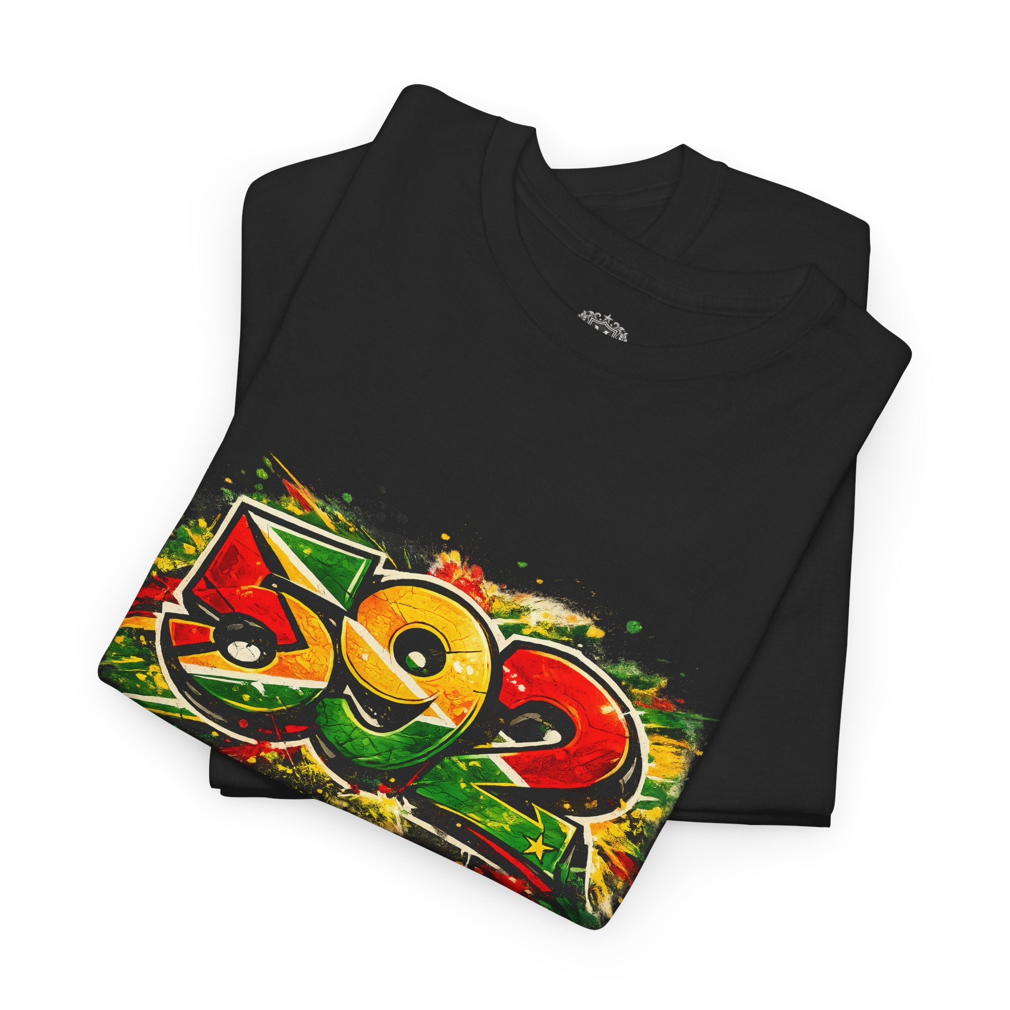 Guyana 592 Retro Street Art Tee — Vintage Area Code Pride