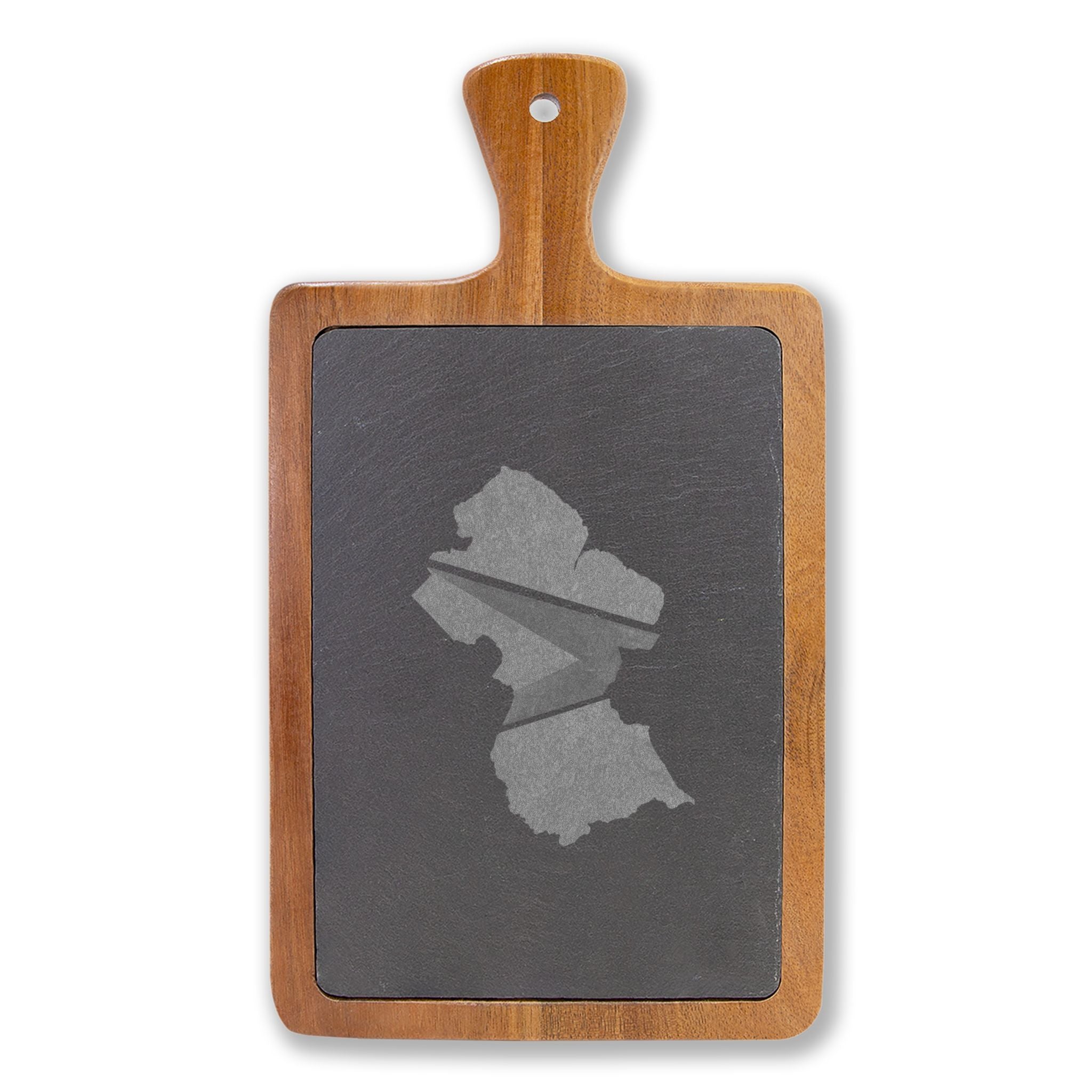 Personalized Engraved Charcuterie Board with Slate Inlay — Custom State Outline