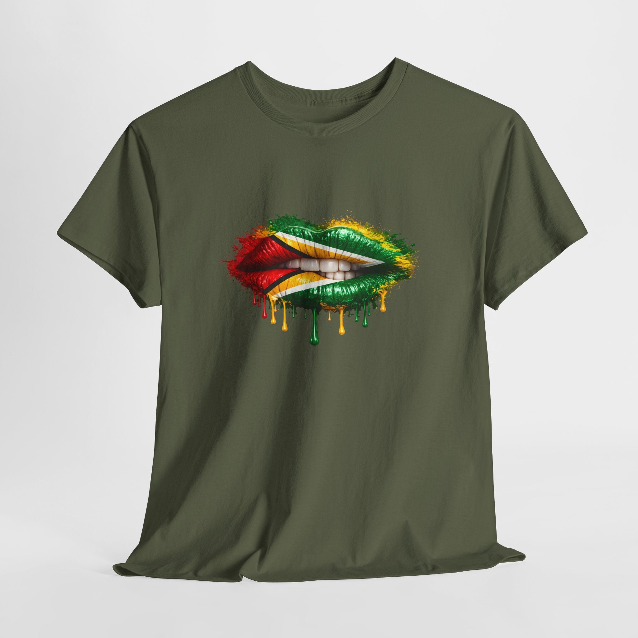 Guyana Flag Lip Oil Painting Graphic Tee