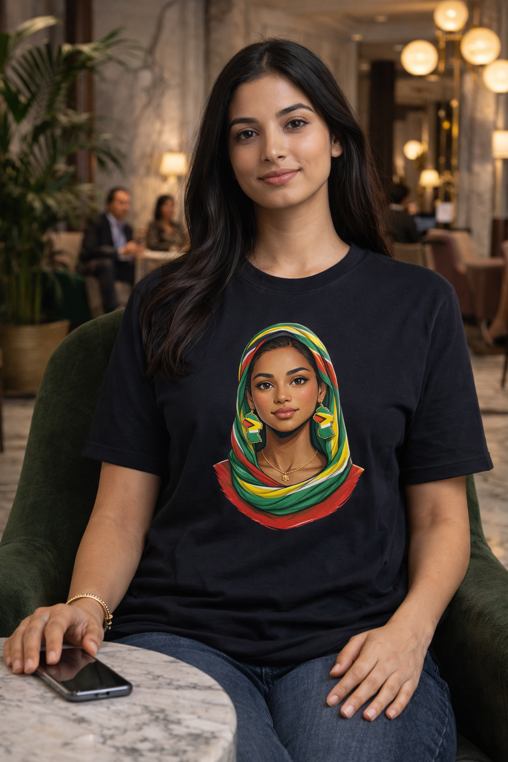 Indo-Guyanese Woman Portrait Tee — Headwrap Art T-Shirt