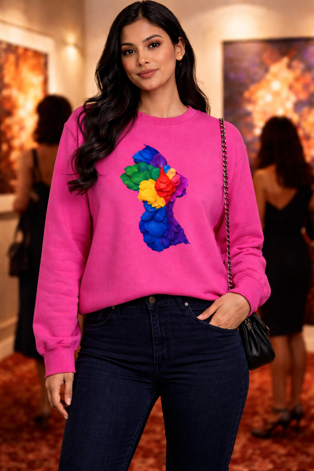 Floral Guyana Map Silhouette Sweatshirt – Flower Map Crewneck