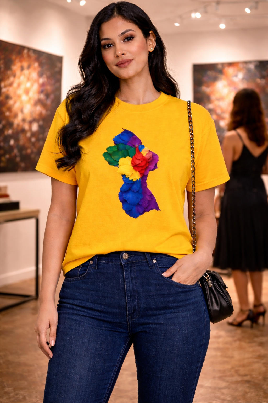 Guyana Floral Map T-Shirt — Colorful Petal Map Tee