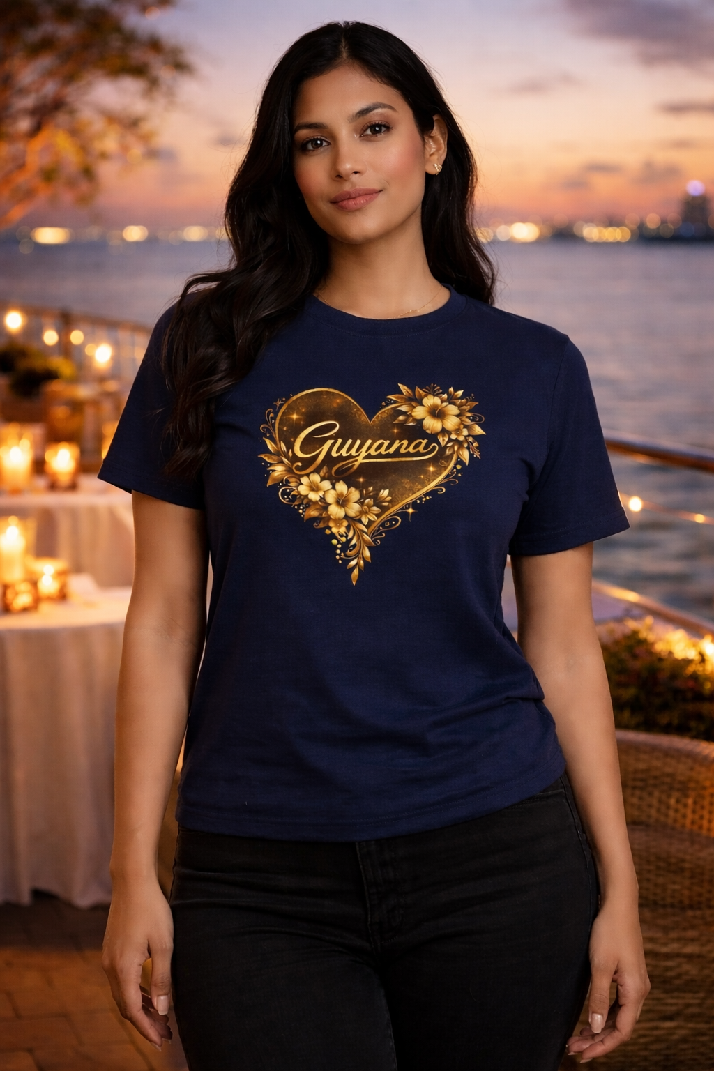 Guyana Heart Floral T-Shirt — Guyana Pride Tee