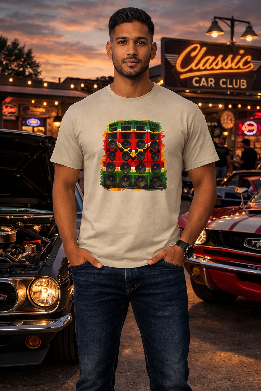 Reggae Sound System T‑Shirt – Speaker Stack Graphic Tee