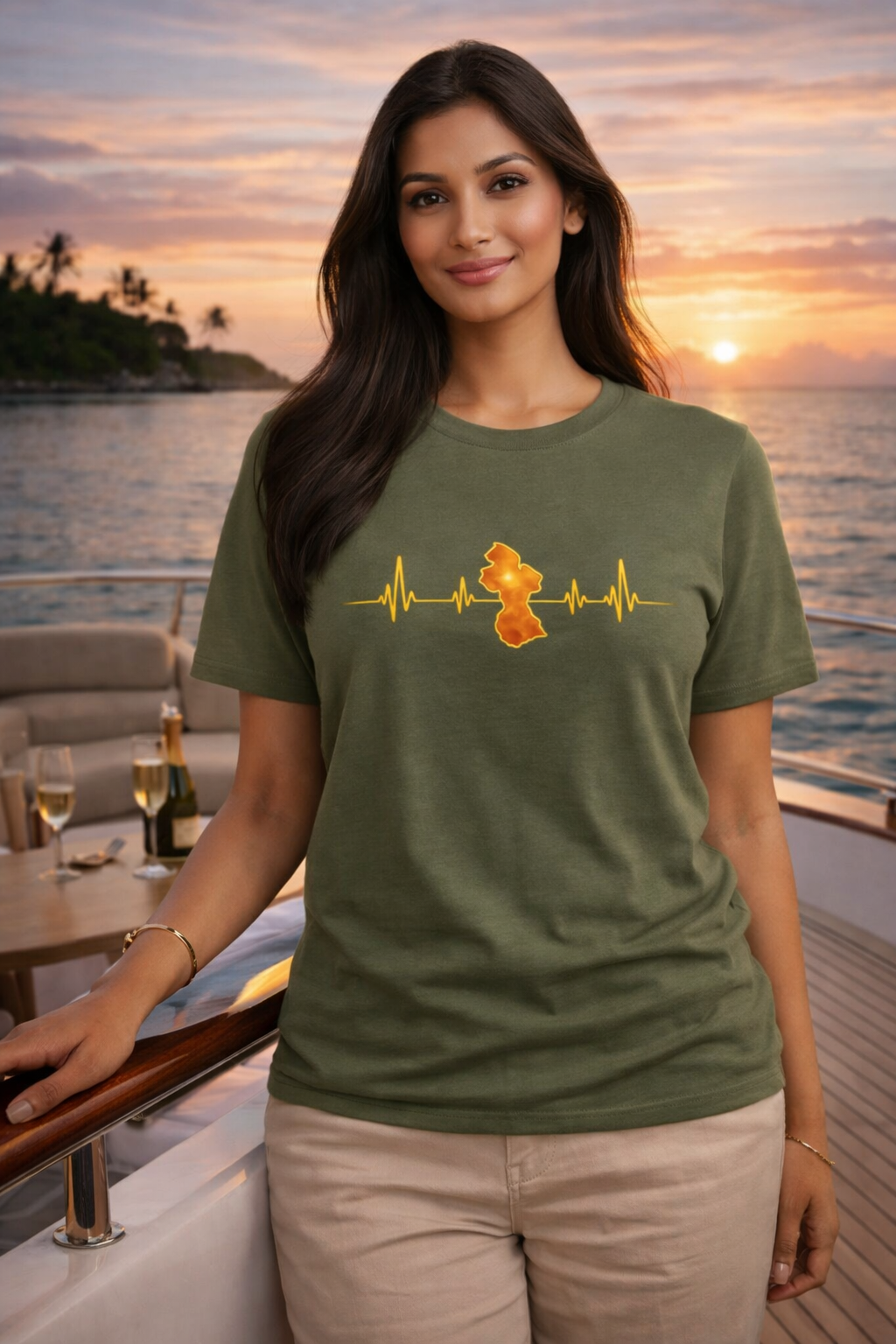 Guyana Heartbeat T-Shirt — ECG Map of Guyana Pride Tee