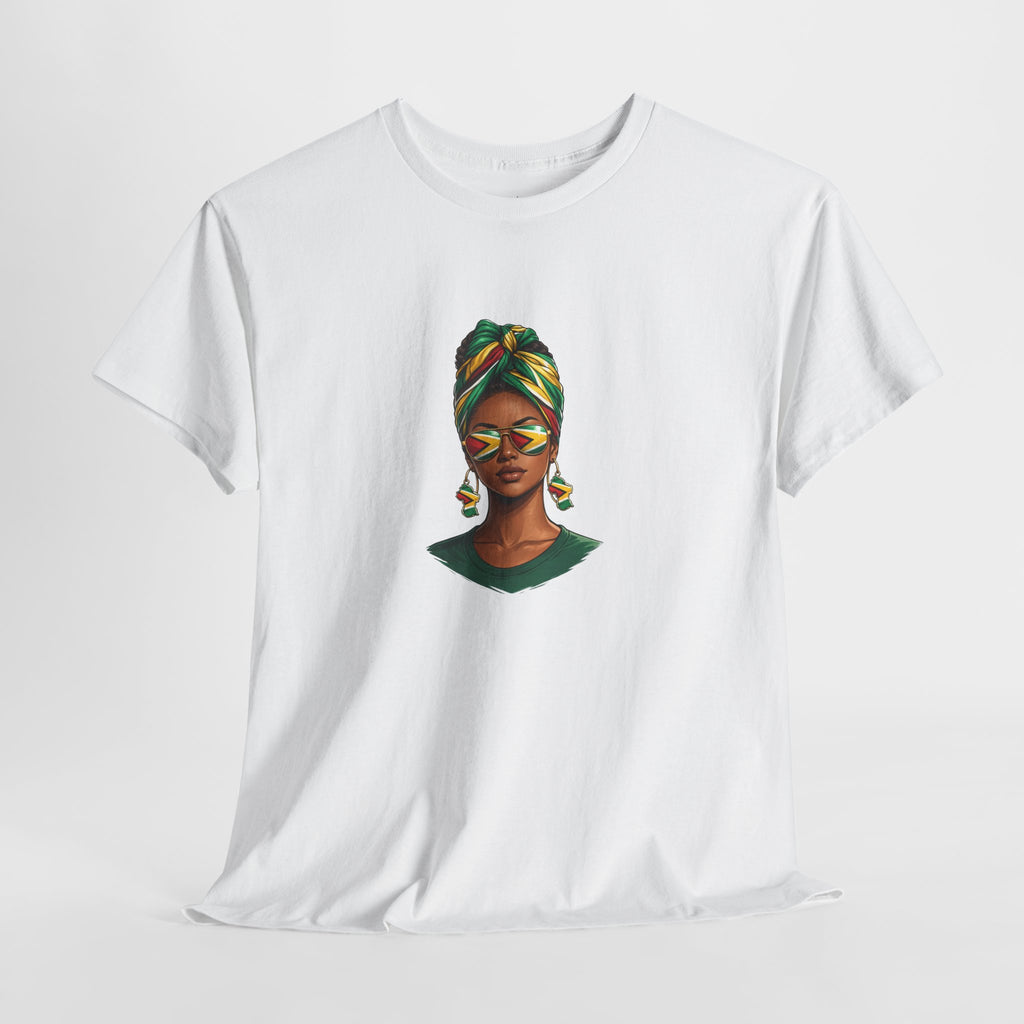 Afro Guyanese Headwrap Portrait T-Shirt — Afrocentric Art Tee