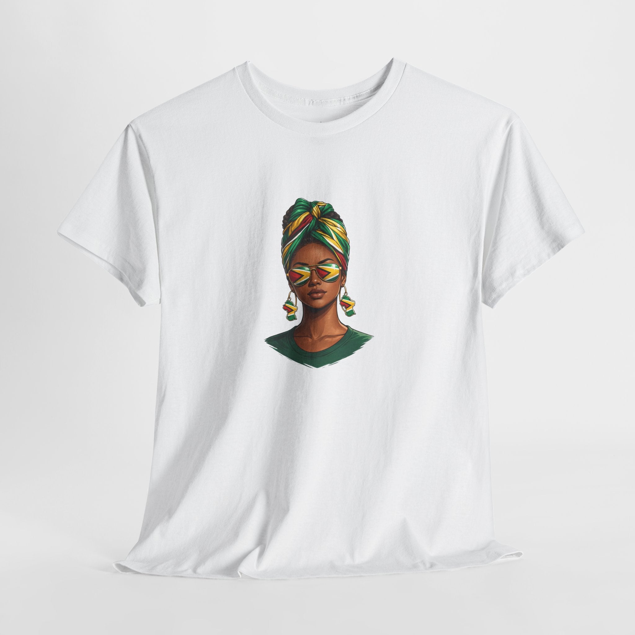 Afro Guyanese Headwrap Portrait T-Shirt — Afrocentric Art Tee