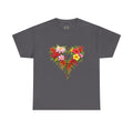 Floral Heart T‑Shirt — Tropical Flower Heart Graphic Tee