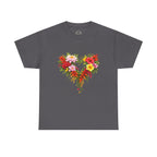 Floral Heart T‑Shirt — Tropical Flower Heart Graphic Tee