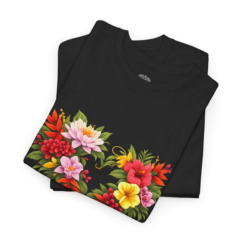 Floral Heart T‑Shirt — Tropical Flower Heart Graphic Tee