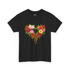 Floral Heart T‑Shirt — Tropical Flower Heart Graphic Tee