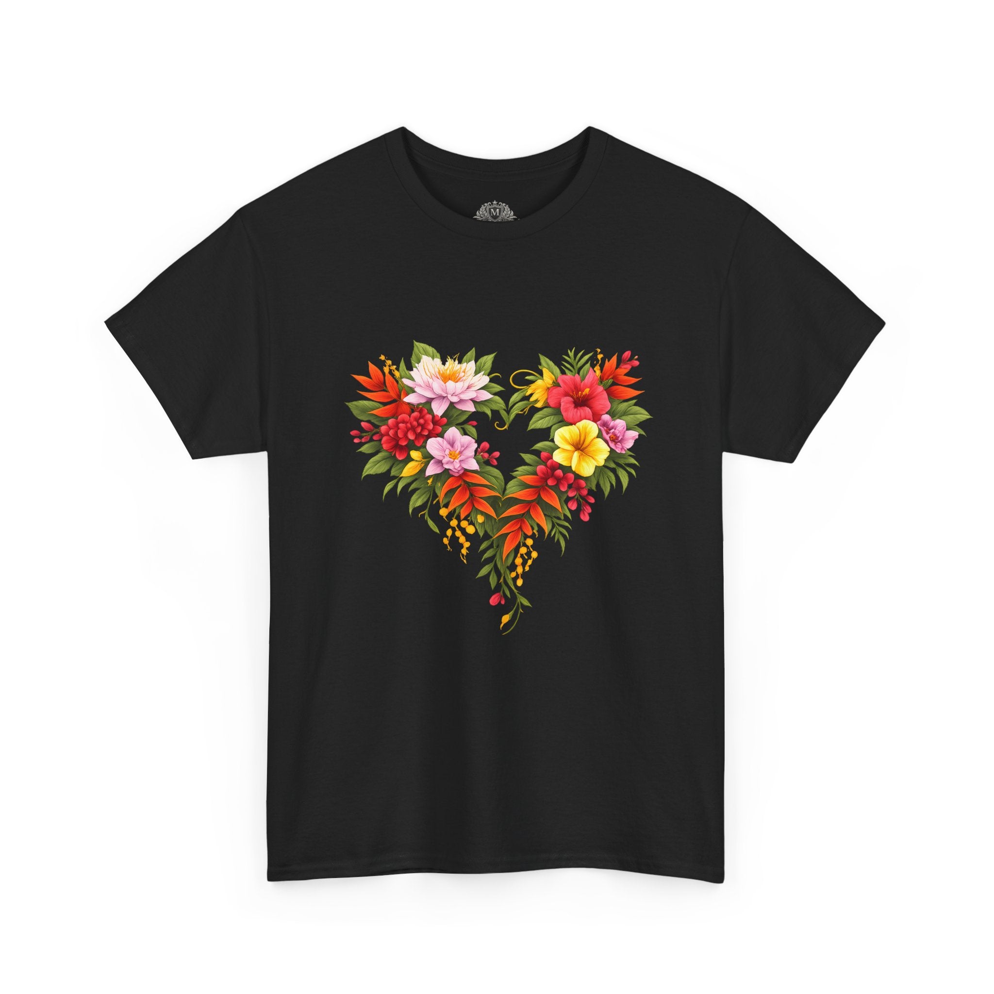 Floral Heart T‑Shirt — Tropical Flower Heart Graphic Tee