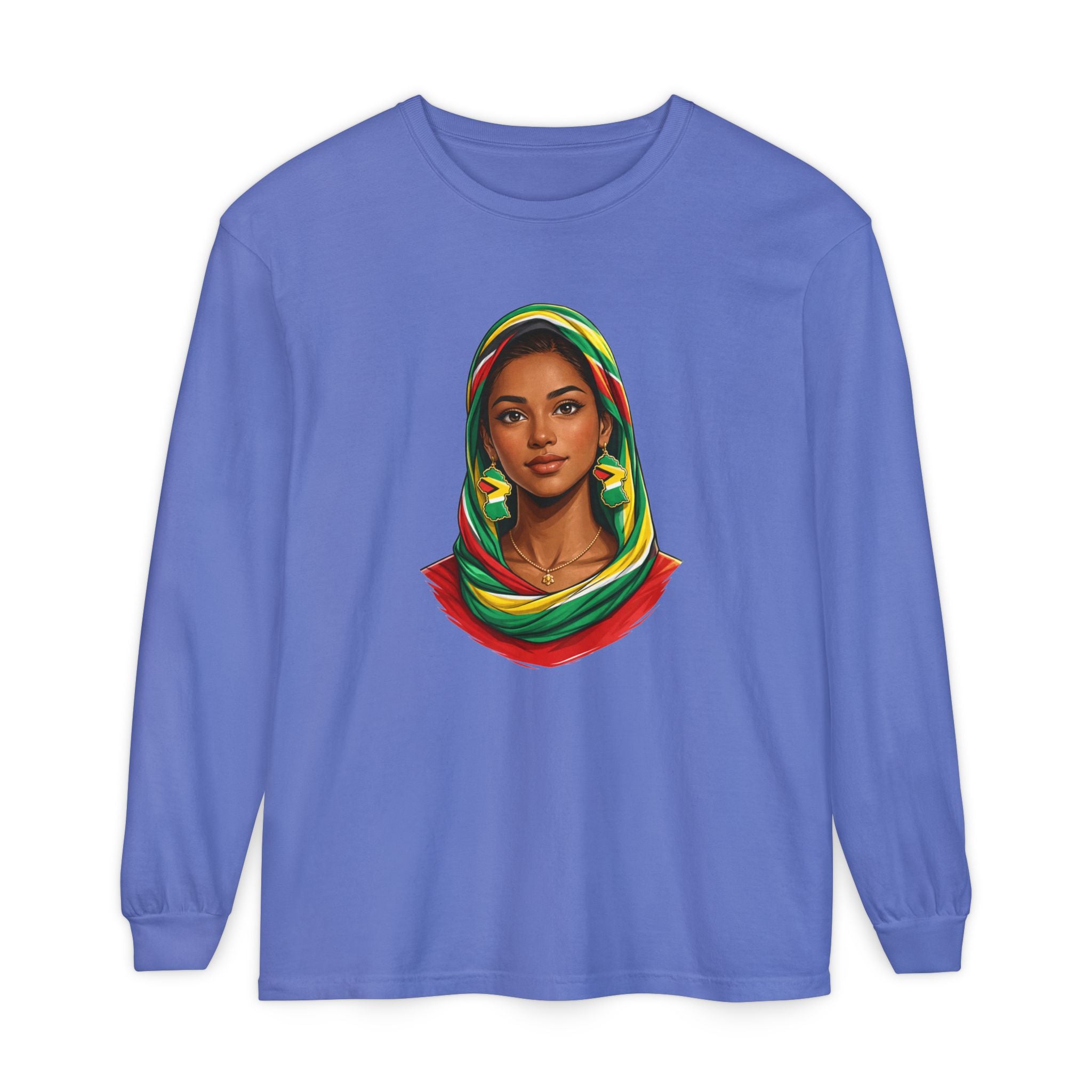 Indo Guyanese Woman Portrait — "Her Grace and Presence Does the Talking" Long Sleeve Tee