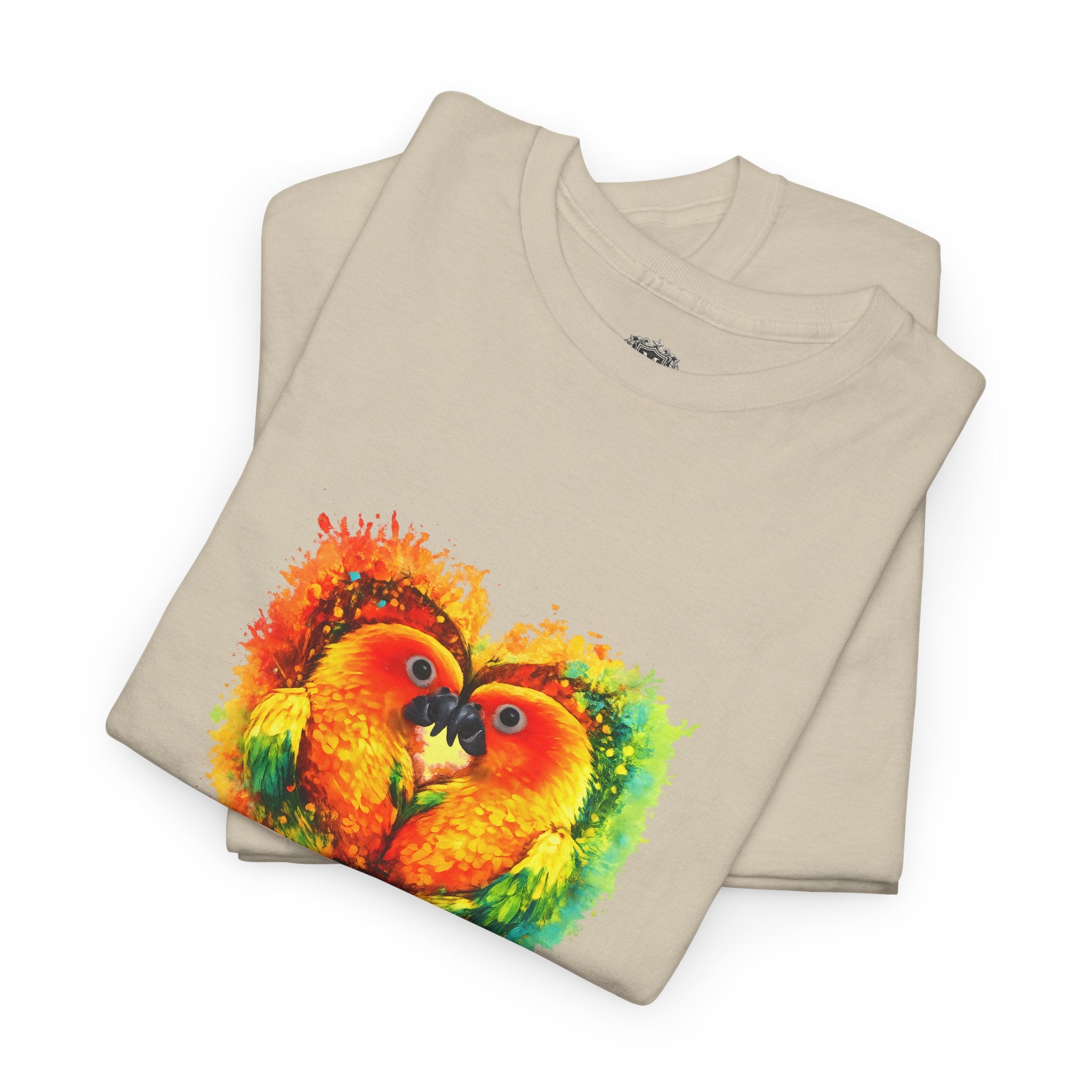 Sun Parakeet Heart Tee — Guyana Wildlife Tribute & Conservation Awareness