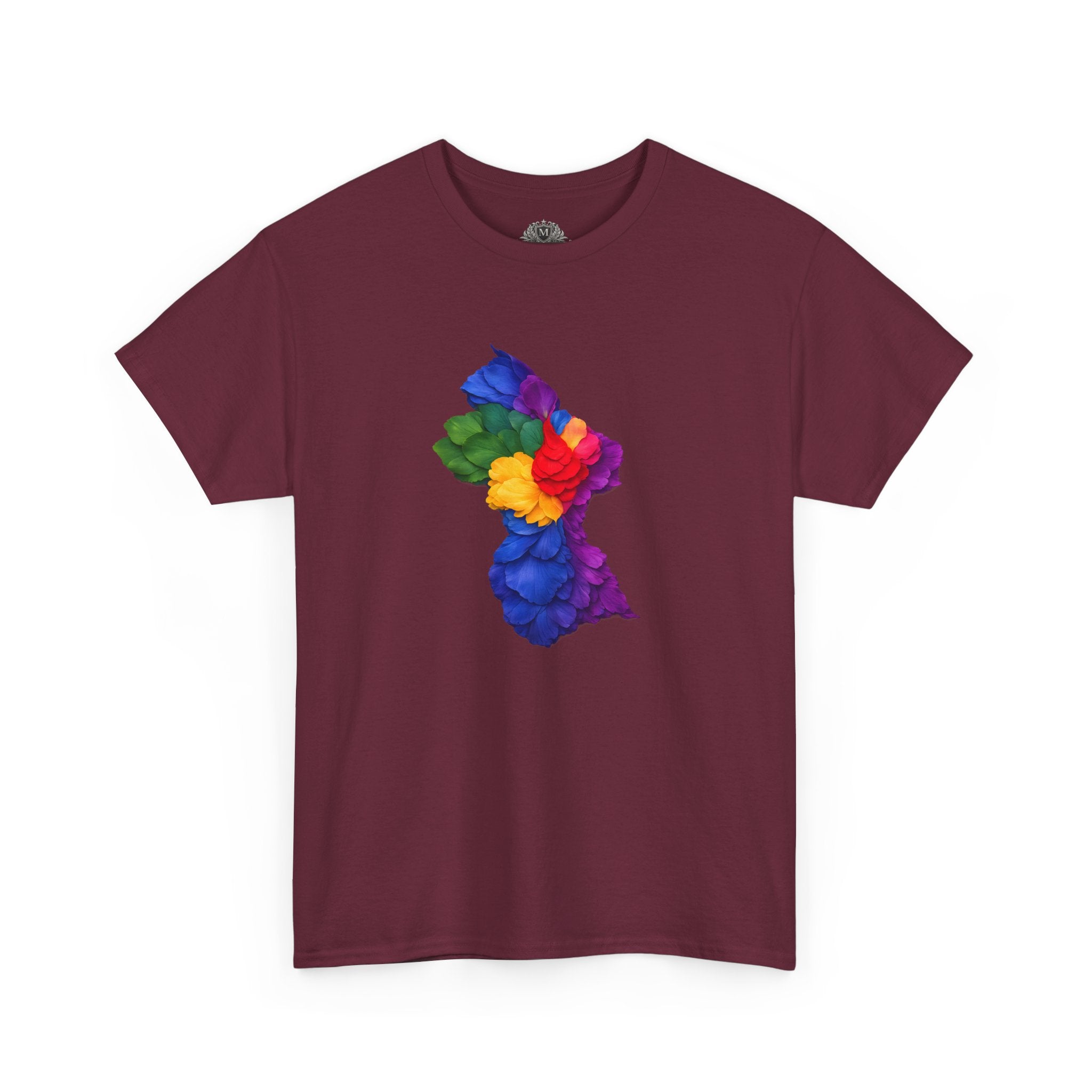 Guyana Floral Map T-Shirt — Colorful Petal Map Tee