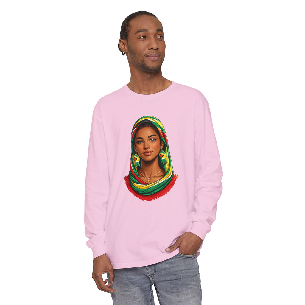 Indo Guyanese Woman Portrait — "Her Grace and Presence Does the Talking" Long Sleeve Tee