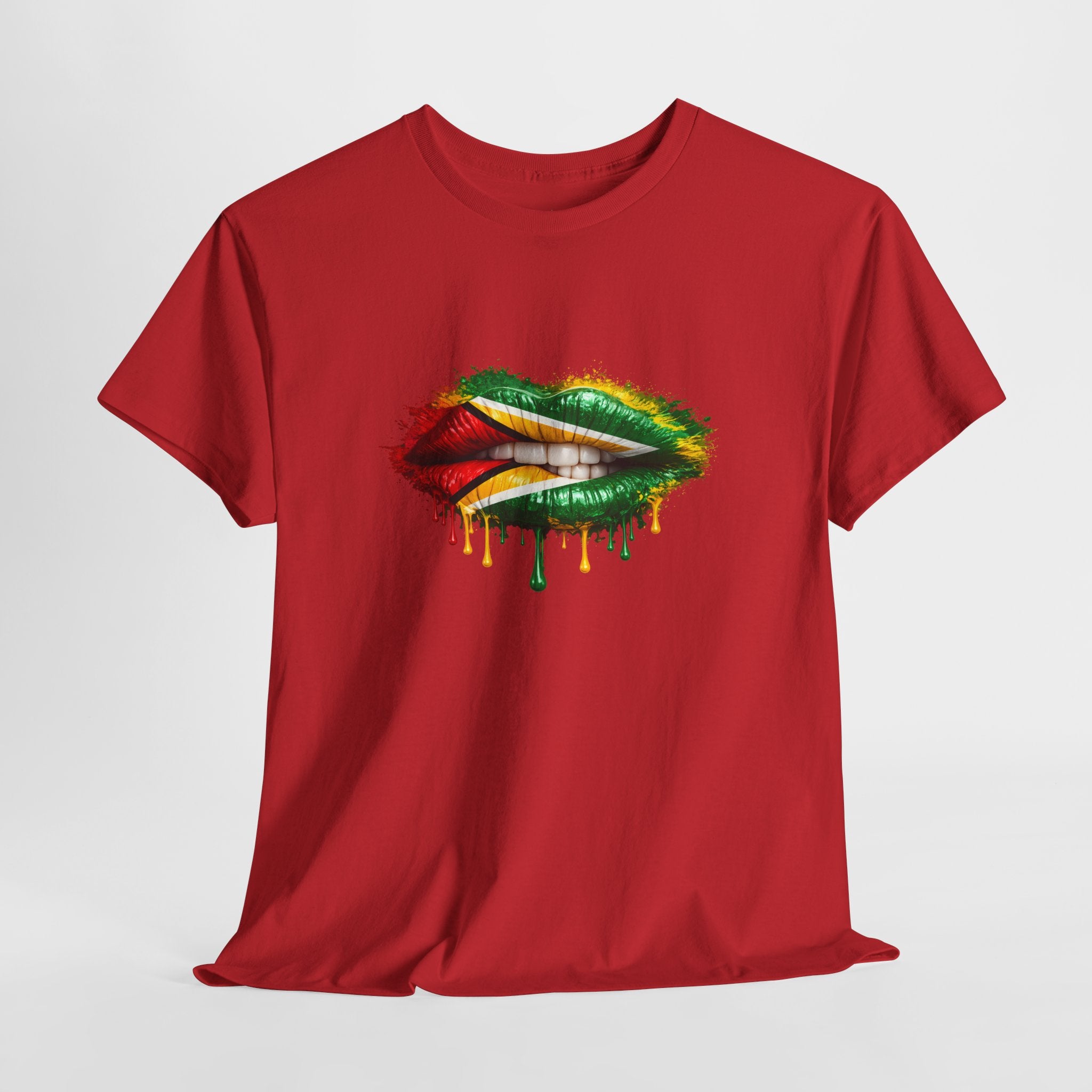Guyana Flag Lip Oil Painting Graphic Tee