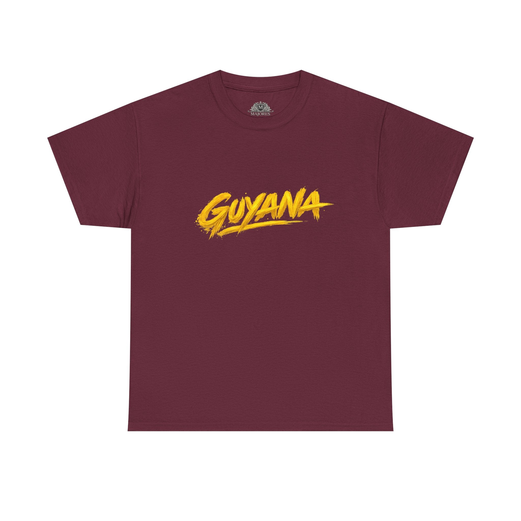 Guyana Script Tee — Bold Yellow Graphic T-Shirt