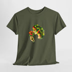Guyana Hibiscus Tee — Woman Smelling Flower