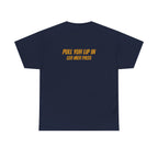 Graphic Tee — "Why Yuh So Vex" Bold Chest Text with Back Slogan