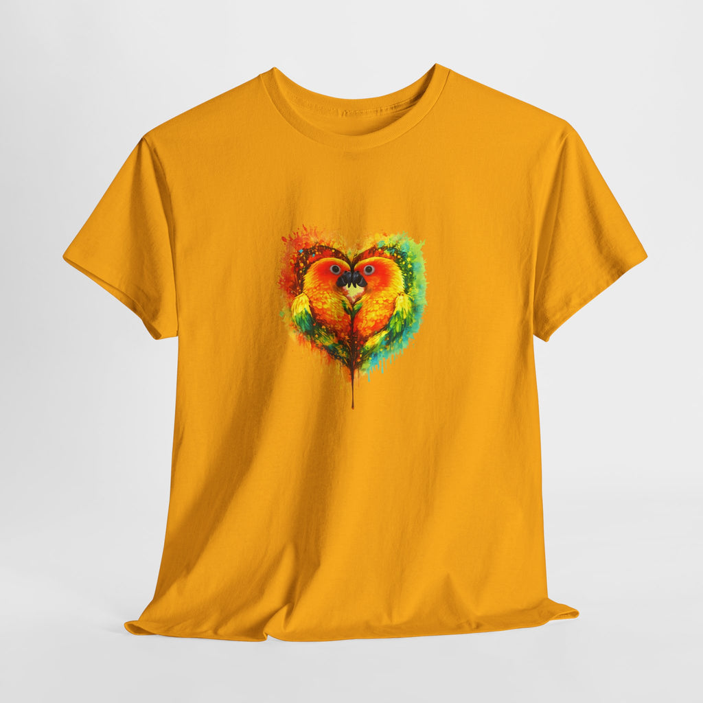 Sun Parakeet Heart Tee — Guyana Wildlife Tribute & Conservation Awareness