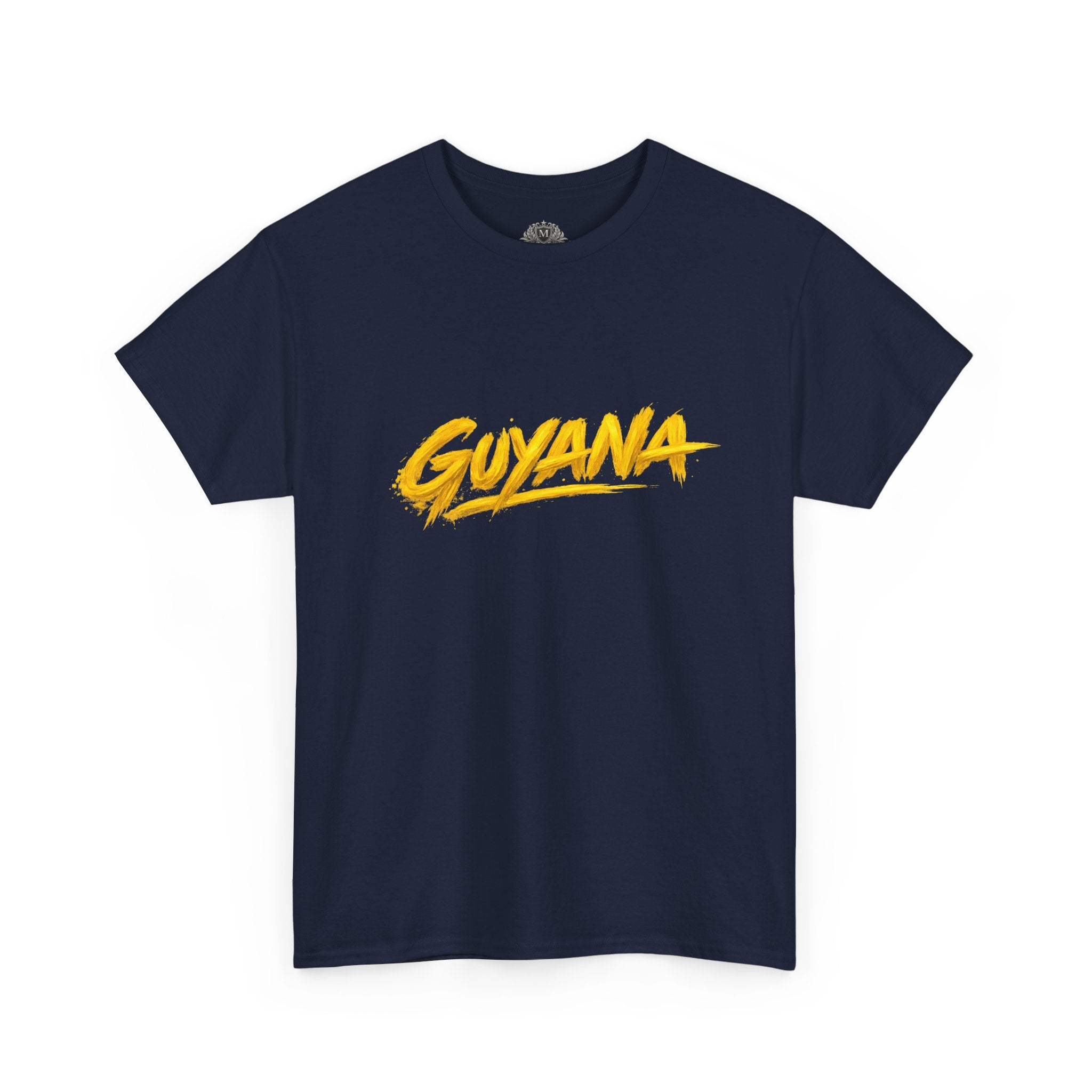 Guyana Script Tee — Bold Yellow Graphic T-Shirt