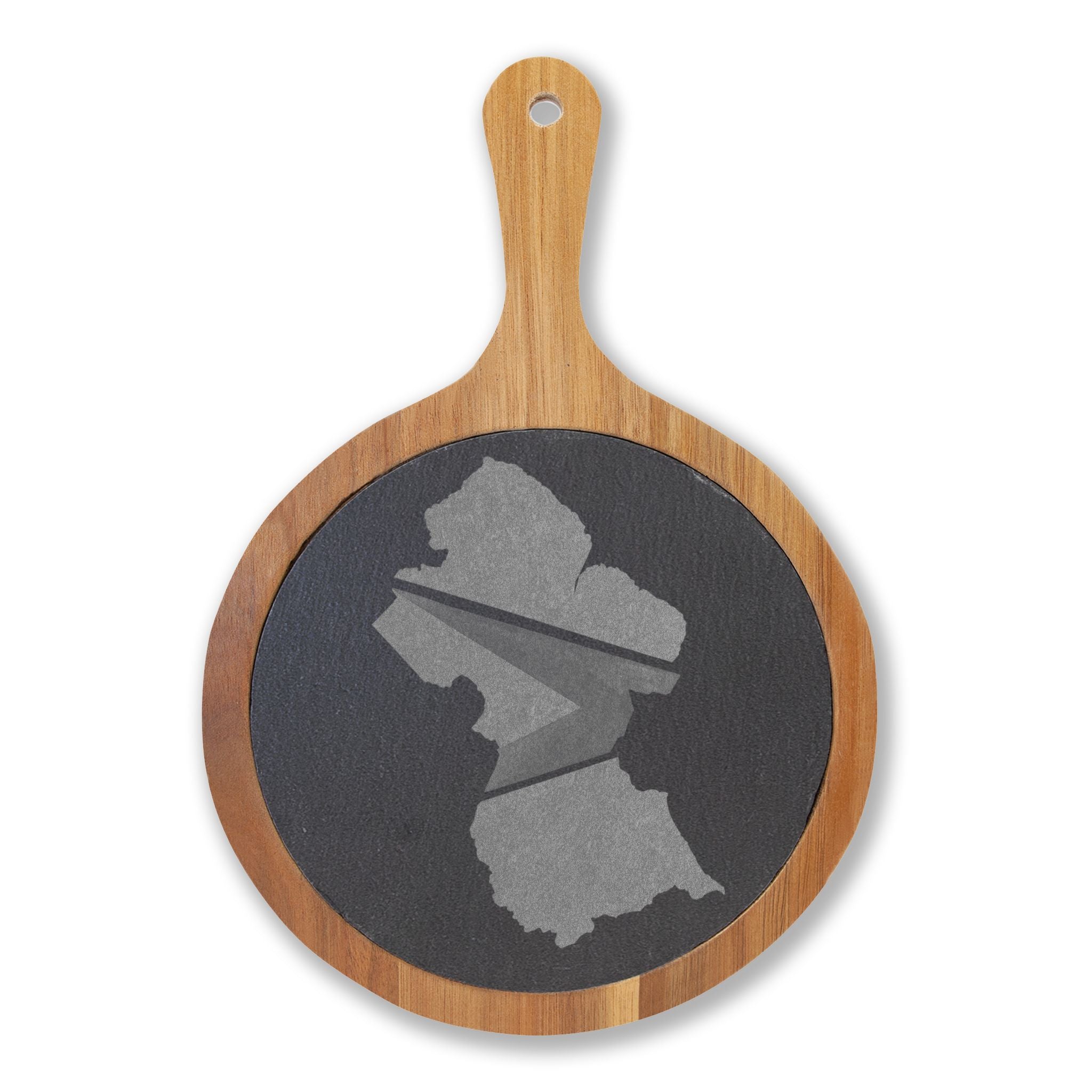 Personalized Engraved Charcuterie Board with Slate Inlay — Custom State Outline