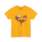 Floral Heart T‑Shirt — Tropical Flower Heart Graphic Tee