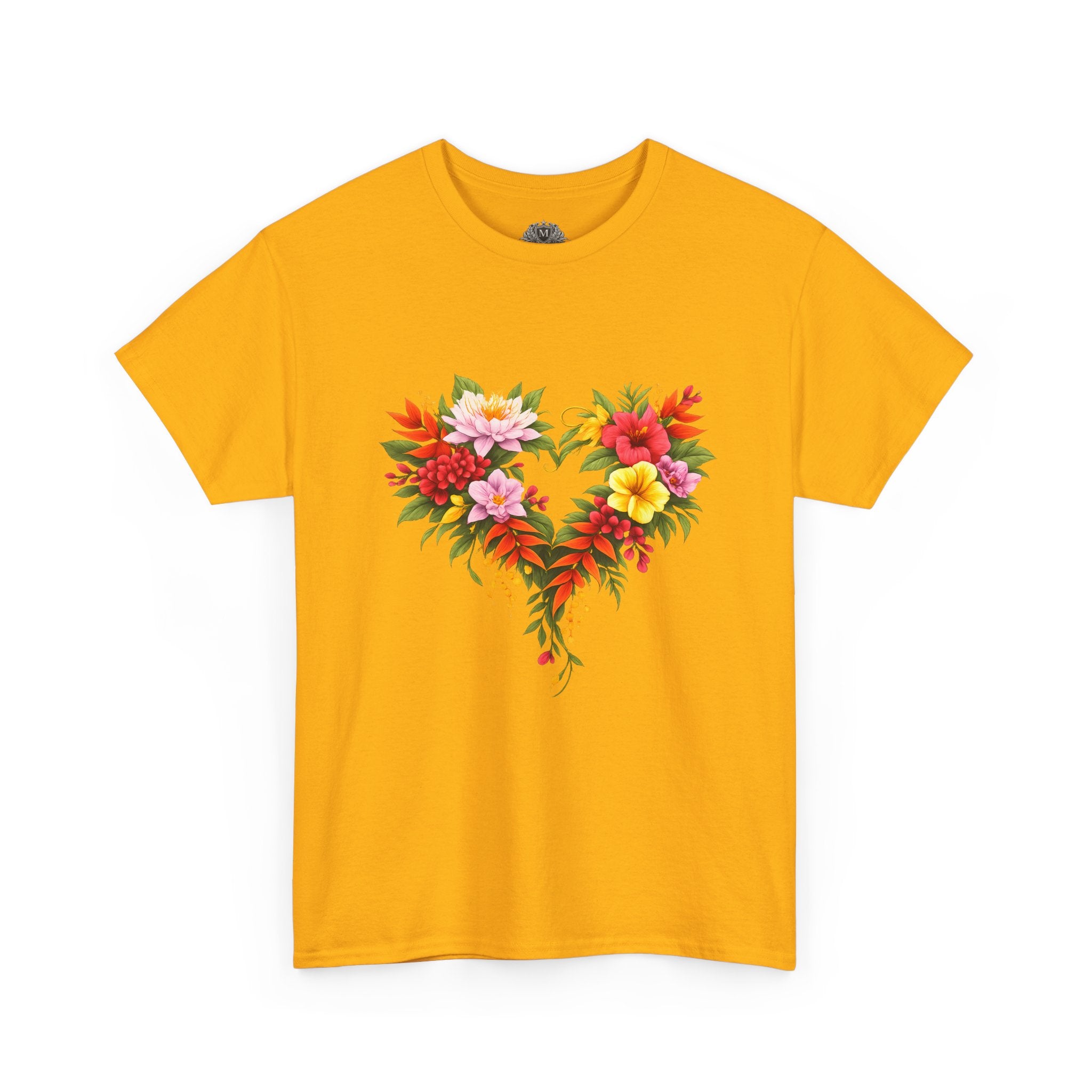 Floral Heart T‑Shirt — Tropical Flower Heart Graphic Tee