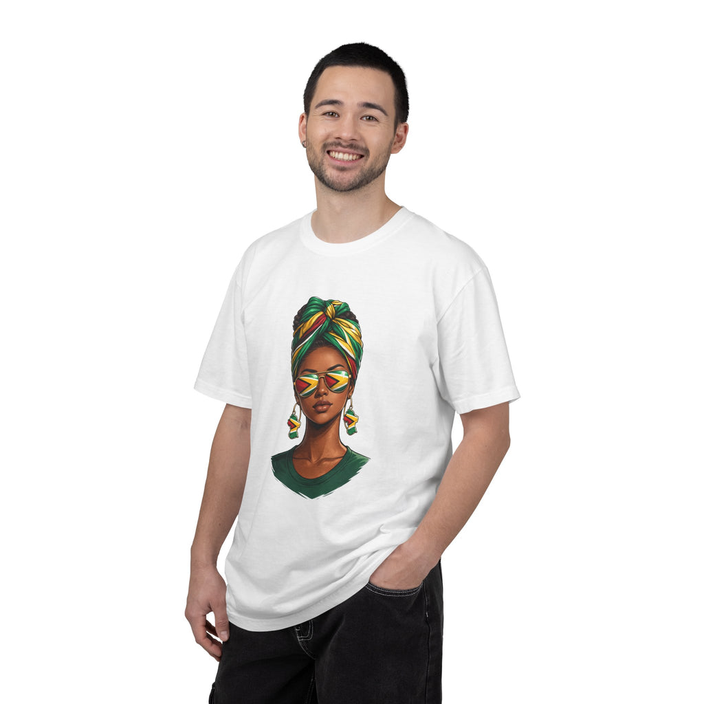 Afro Guyanese Woman Portrait with Headwrap & Sunglasses — Unisex Tee