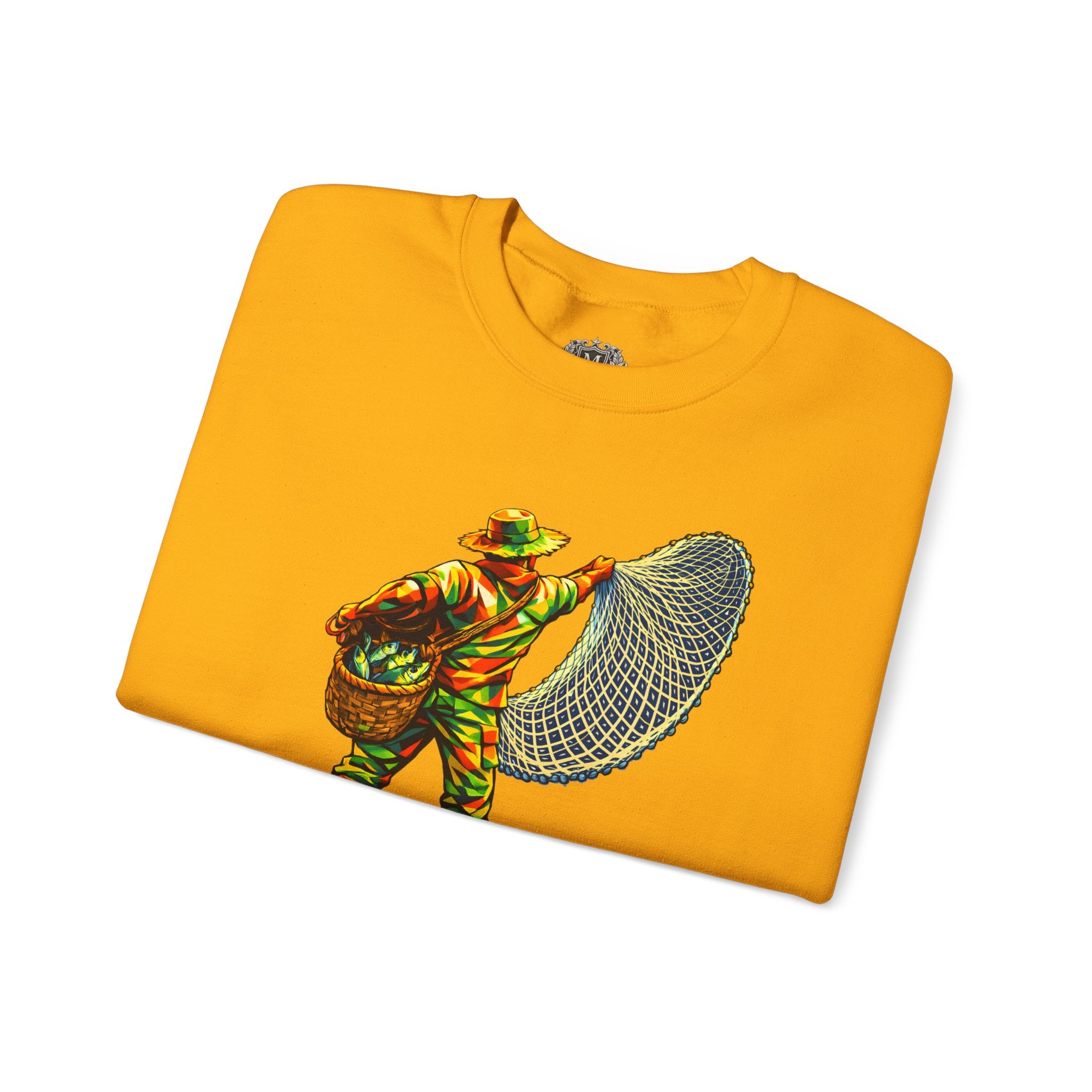 Fisherman with Casting Net Crewneck Sweatshirt — Honoring Our Fishers