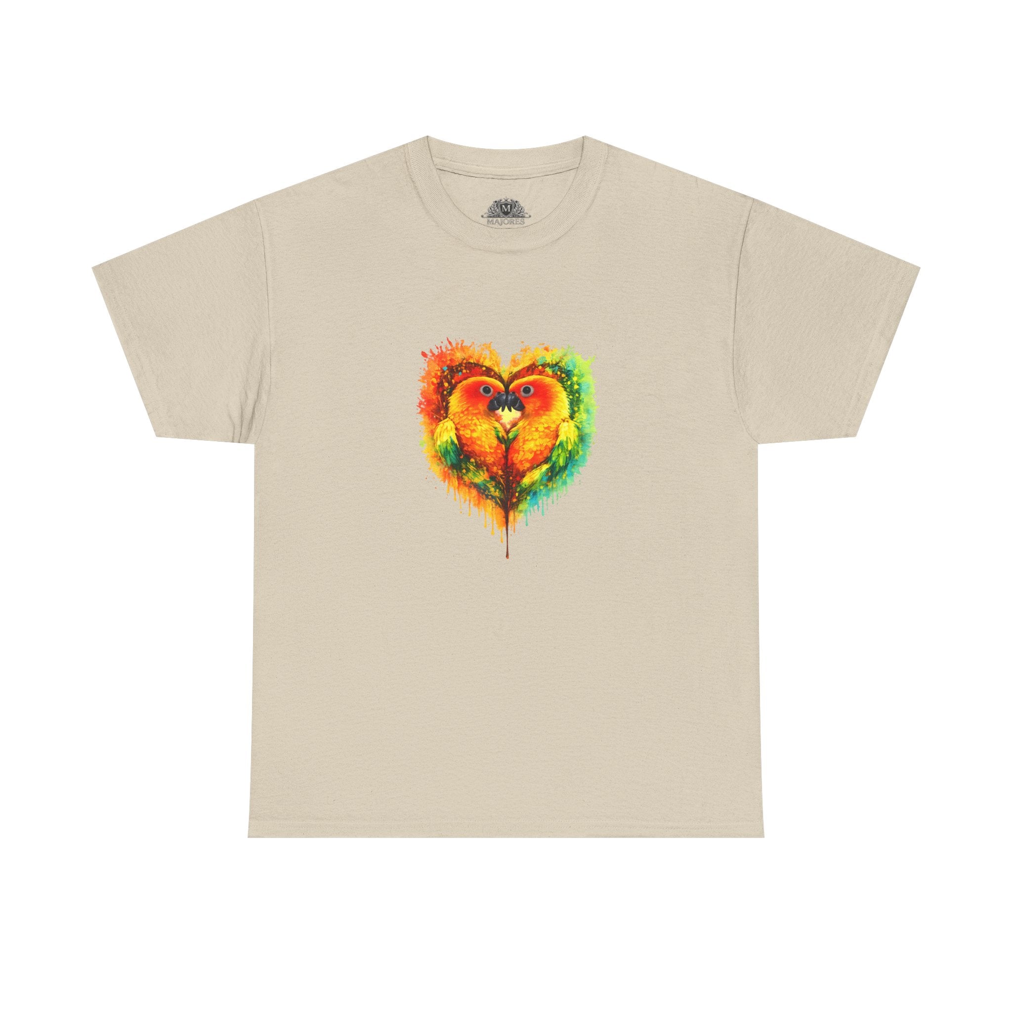 Sun Parakeet Heart Tee — Guyana Wildlife Tribute & Conservation Awareness