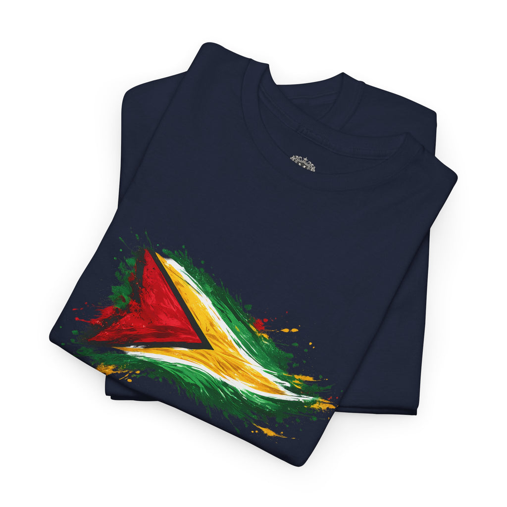 Guyana Flag Paint Splash T-Shirt — Patriotic Caribbean Tee