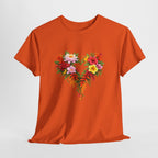 Floral Heart T‑Shirt — Tropical Flower Heart Graphic Tee