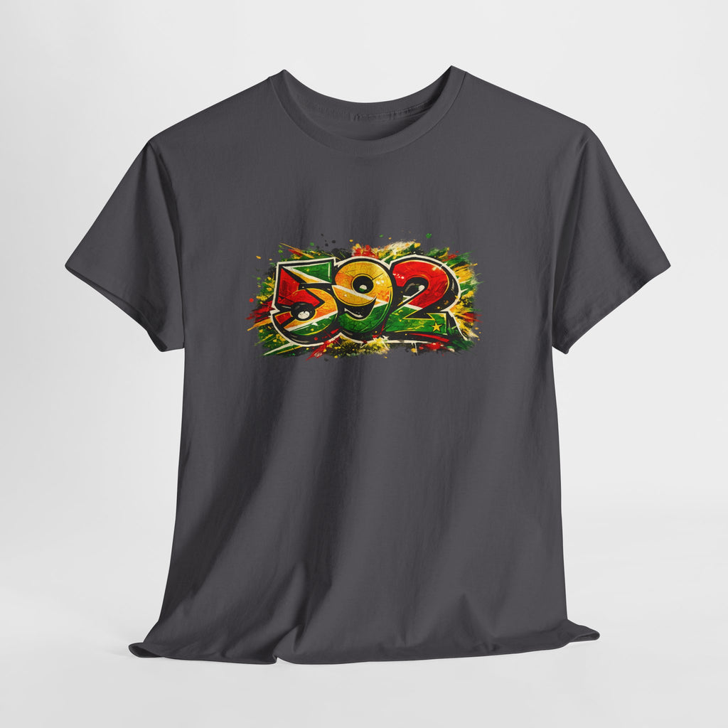 Guyana 592 Retro Street Art Tee — Vintage Area Code Pride