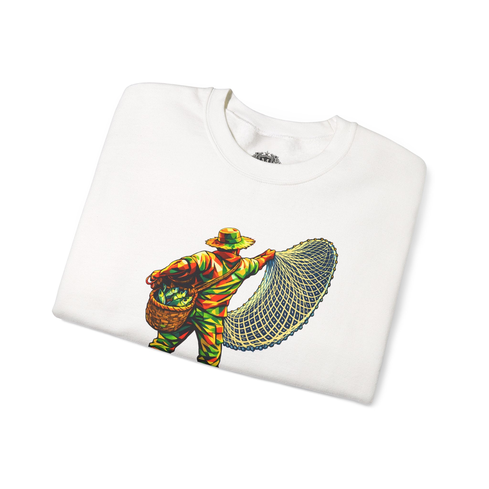 Fisherman with Casting Net Crewneck Sweatshirt — Honoring Our Fishers
