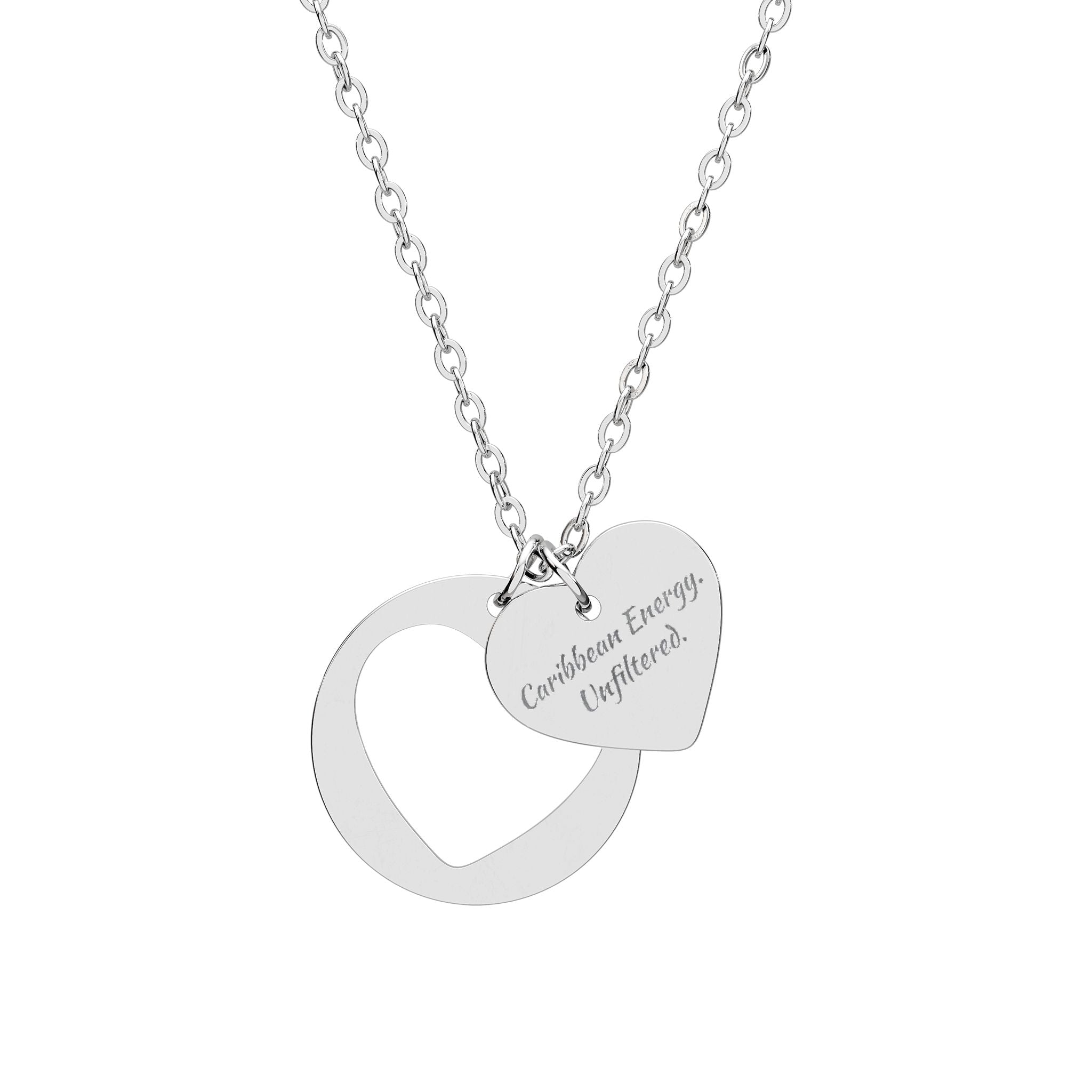 Engravable Heart Cutout Necklace — Personalized Double Pendant