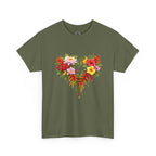 Floral Heart T‑Shirt — Tropical Flower Heart Graphic Tee
