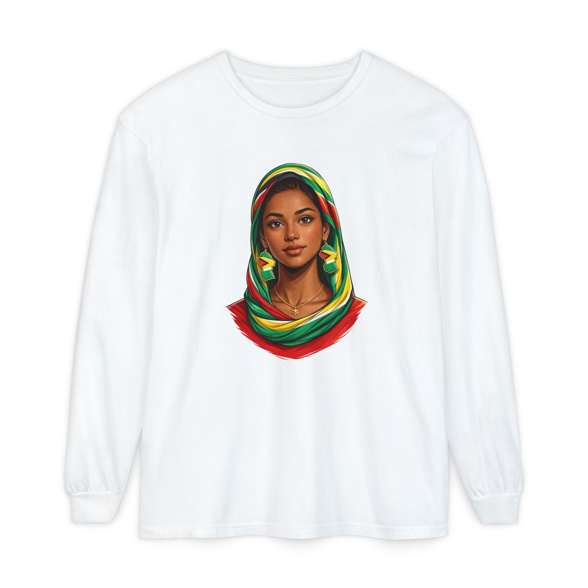 Indo Guyanese Woman Portrait — "Her Grace and Presence Does the Talking" Long Sleeve Tee