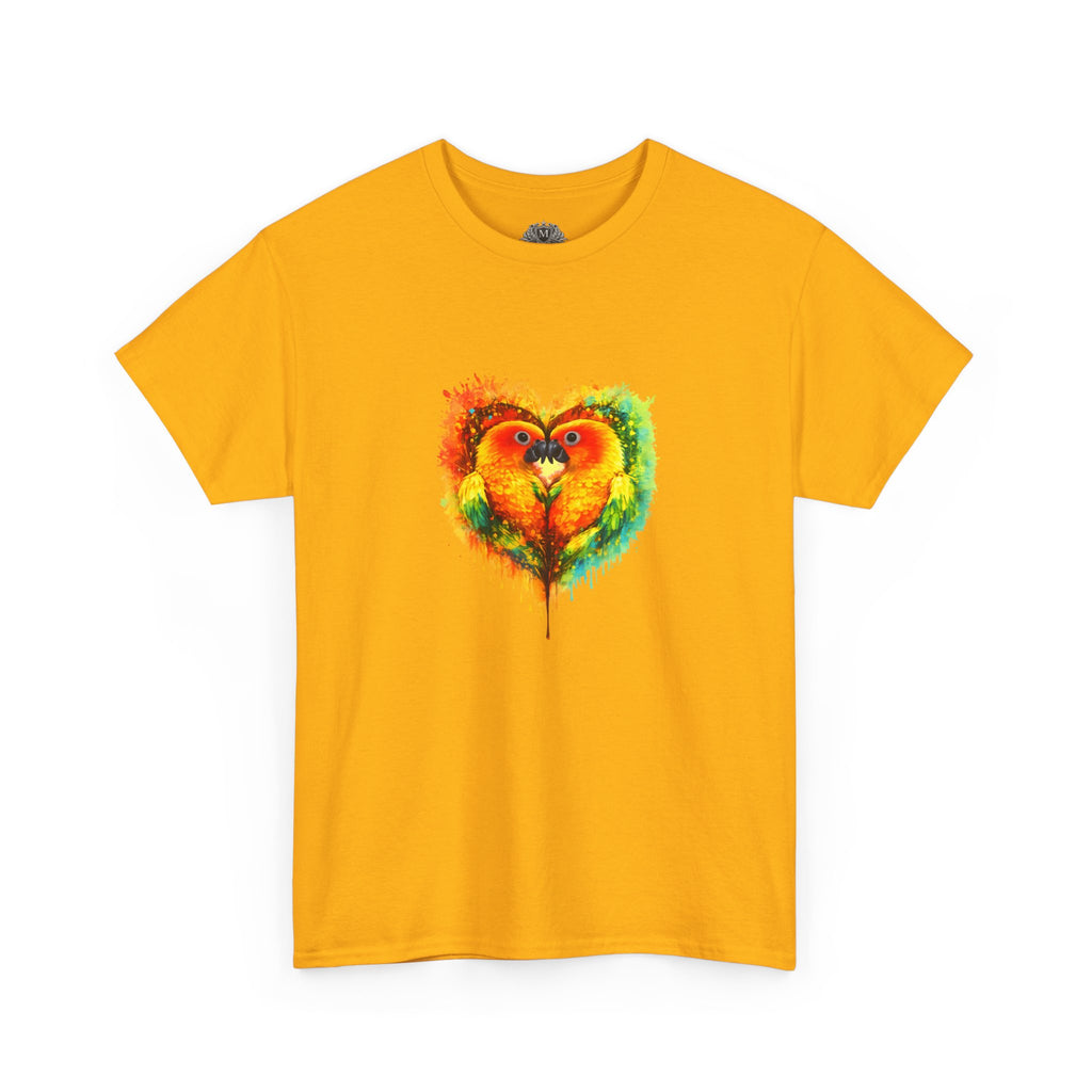 Sun Parakeet Heart Tee — Guyana Wildlife Tribute & Conservation Awareness