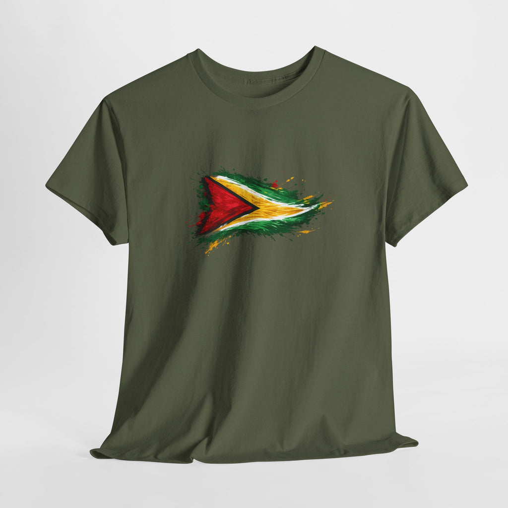 Guyana Flag Paint Splash T-Shirt — Patriotic Caribbean Tee