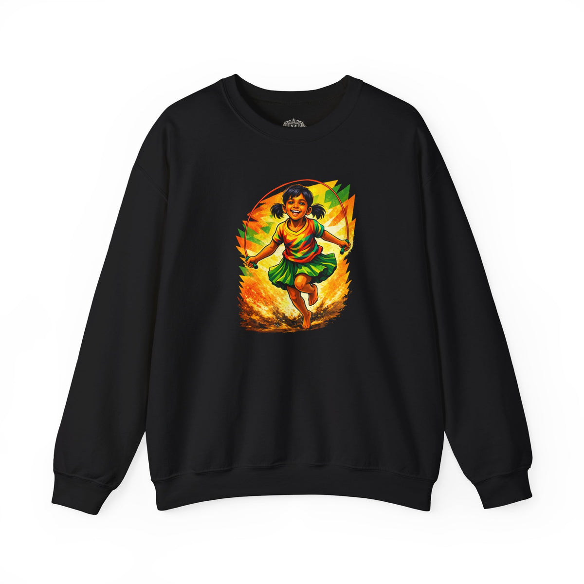 Retro Skipping-Rope Illustration Crewneck Sweatshirt