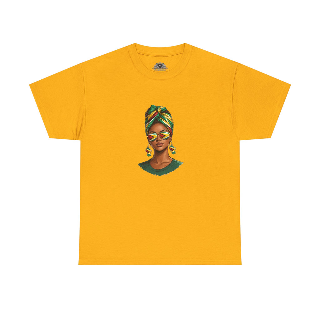 Afro Guyanese Headwrap Portrait T-Shirt — Afrocentric Art Tee