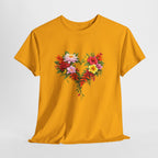 Floral Heart T‑Shirt — Tropical Flower Heart Graphic Tee