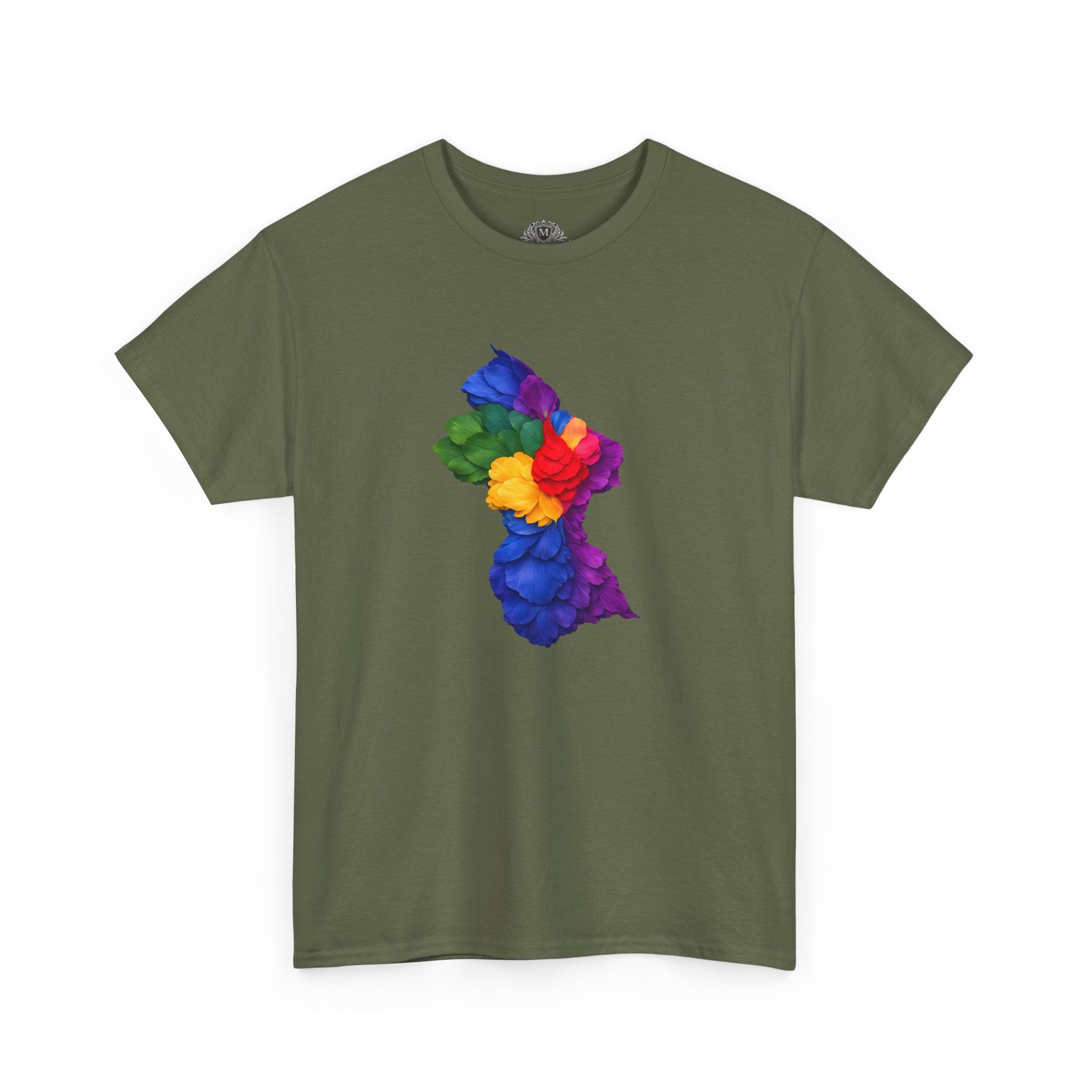 Guyana Floral Map T-Shirt — Colorful Petal Map Tee
