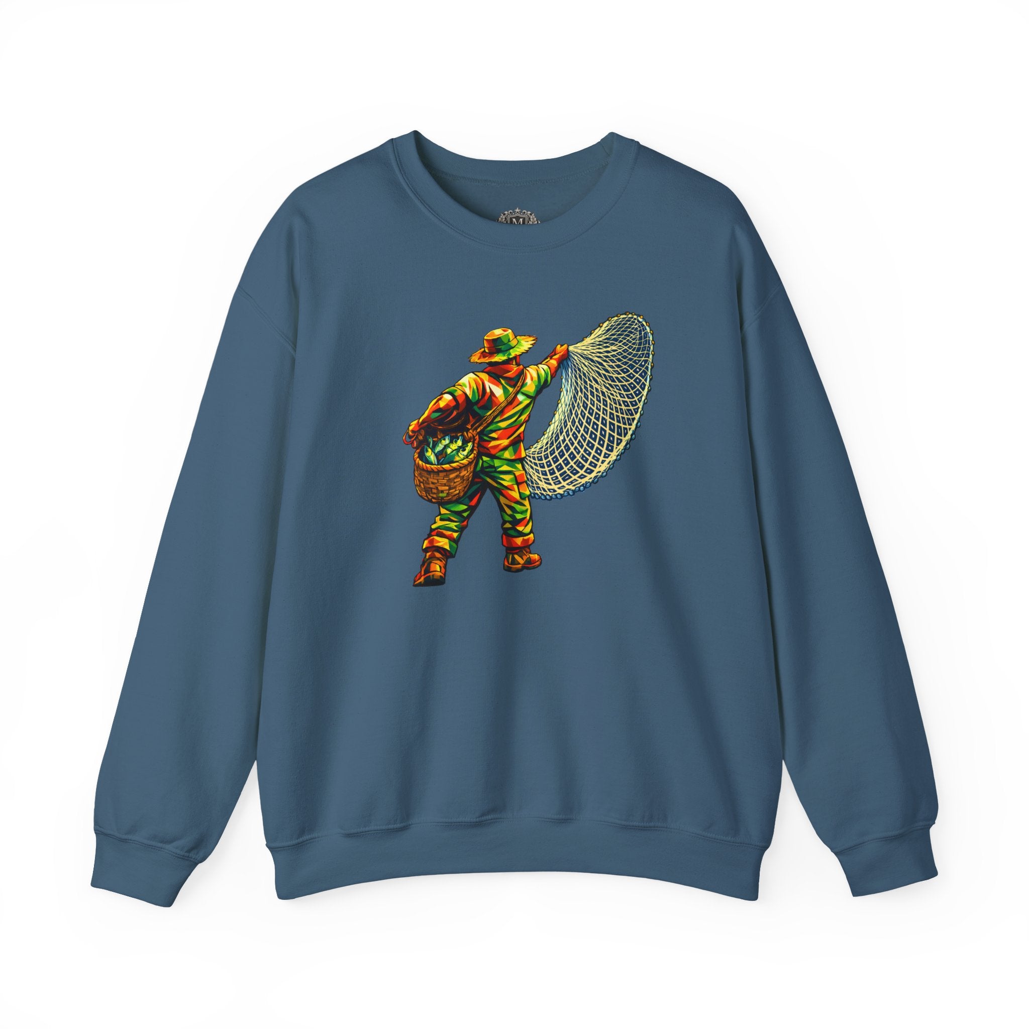 Fisherman with Casting Net Crewneck Sweatshirt — Honoring Our Fishers