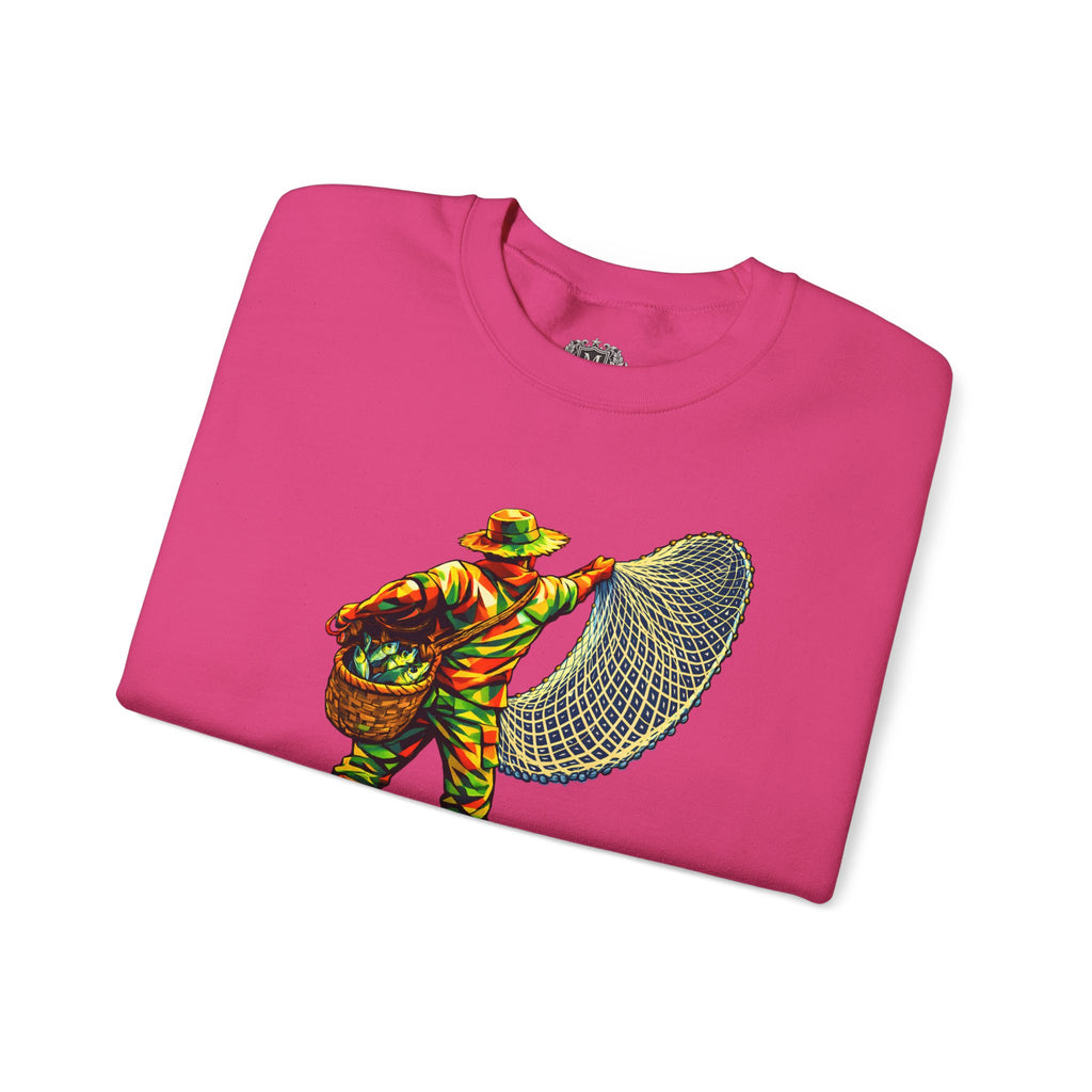 Fisherman with Casting Net Crewneck Sweatshirt — Honoring Our Fishers