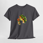 Guyana Hibiscus Tee — Woman Smelling Flower