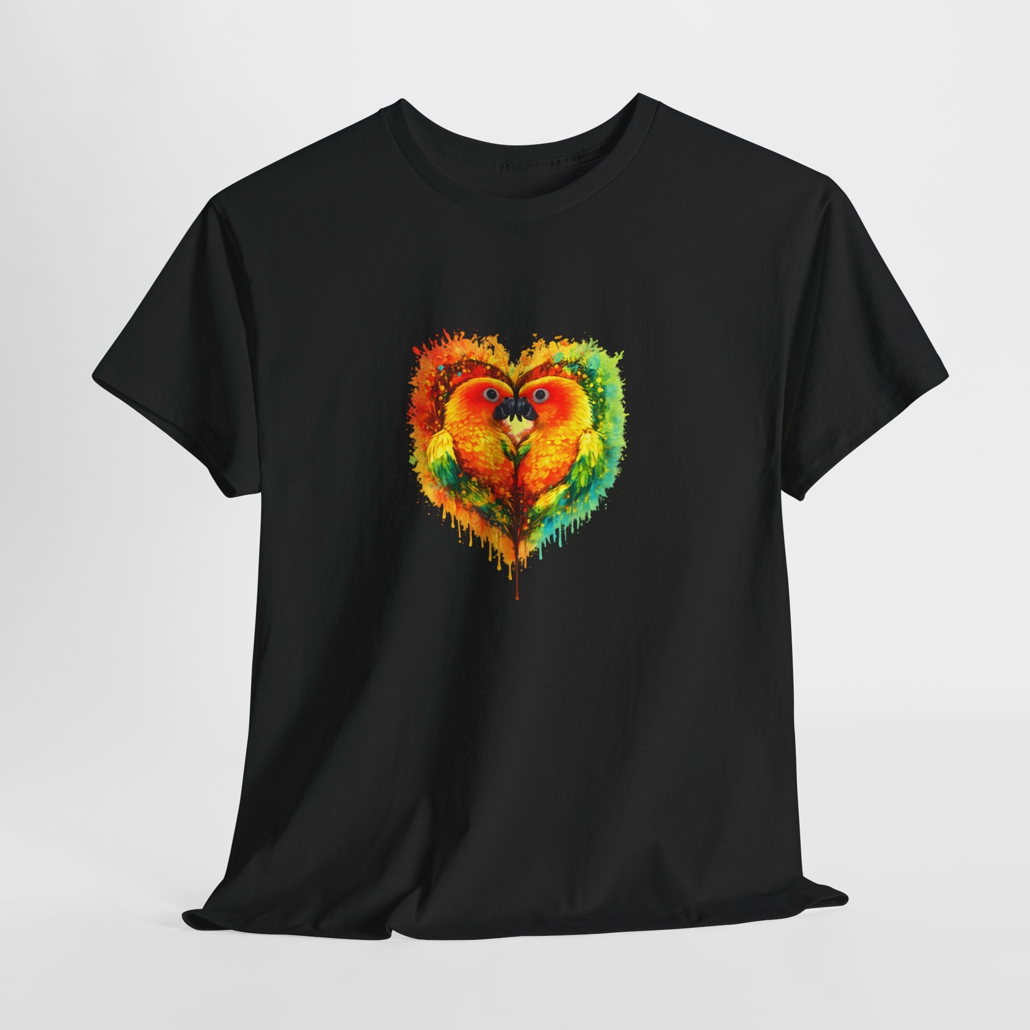Sun Parakeet Heart Tee — Guyana Wildlife Tribute & Conservation Awareness